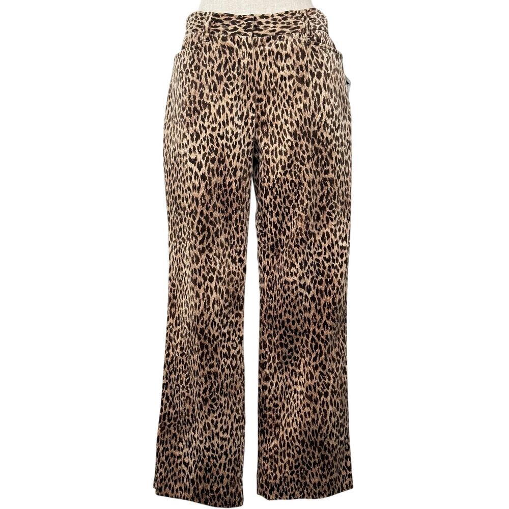 Vtg Jones New York Signature Velvet Leopard Pants 8P Stretch Cotton 90s Y2K